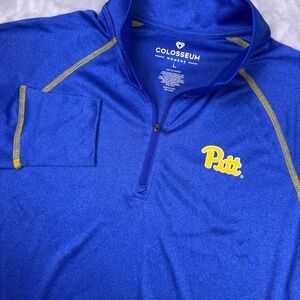 Colosseum Pitt Panthers Womens Large Quarter Zip Pullover Blue Yellow Thumbholes